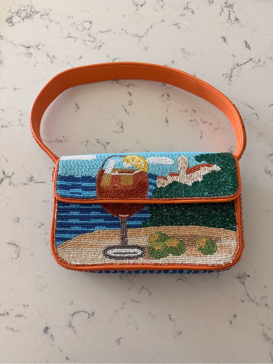 STAUD Handbags - Staud Orange Spritz Beaded Tommy Bag vacation Italian embroidered aperol